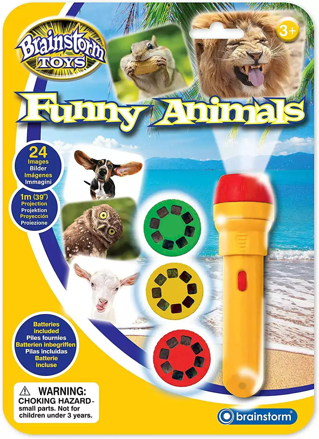 Front view - funny animal projector torch toy - brainstorm toys