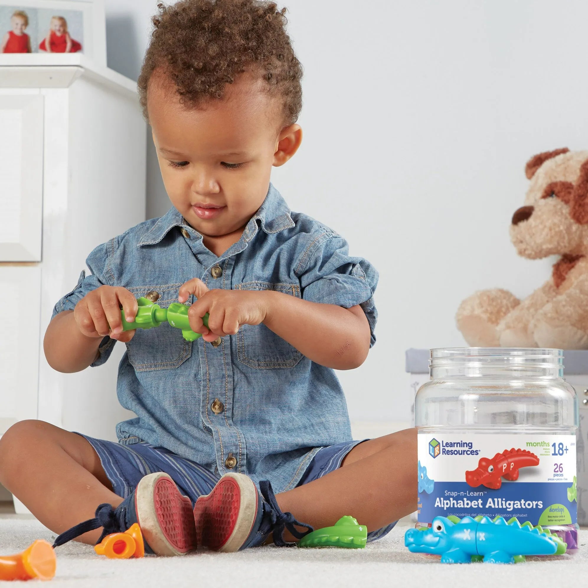 boy learning with alpha gators - learning resources toys