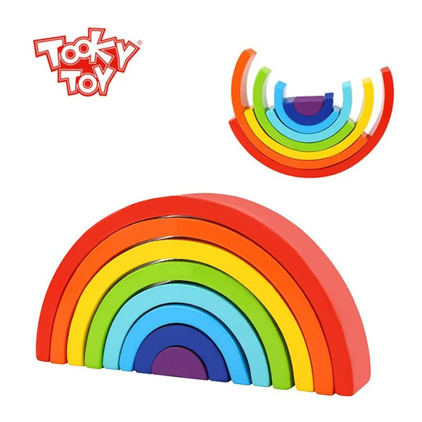 rainbow wooden stacker - wooden rainbow stacker - wooden toys