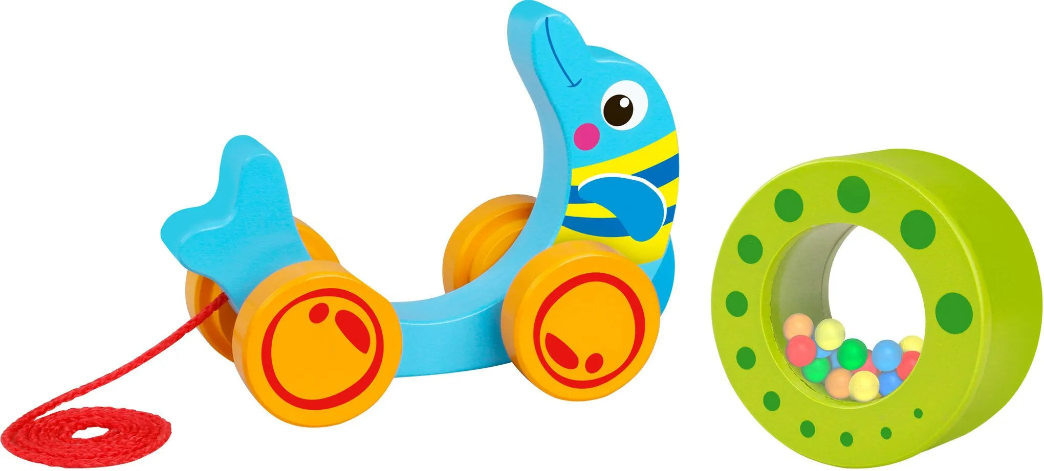 Wooden Toys - pull along rolling dolphin help to develop motor skills - Tooky Toys