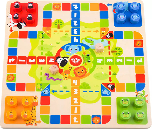 Tooky Toys - 2 in 1 Snake and ladders & Ludo game- wooden board games at the toy room