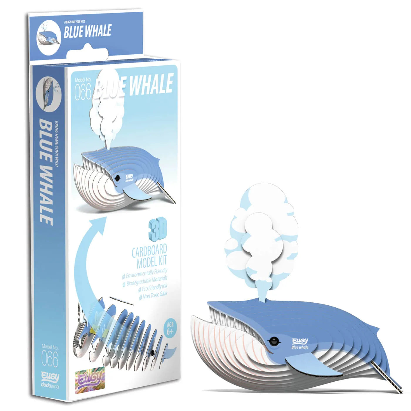 Eugy Blue Whale with Product - eugy 3d animals uk