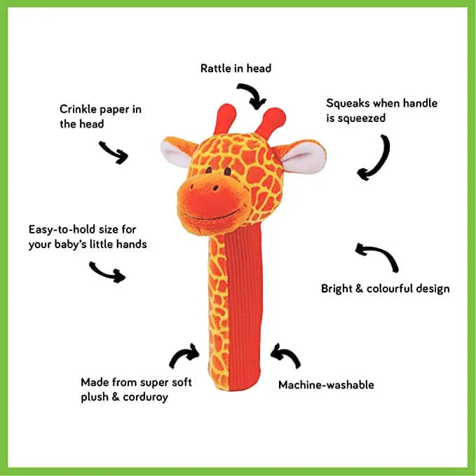 Giraffe Soft Toy with rattle sound - fiesta crafts - shop giraffe toy at The Toy Room