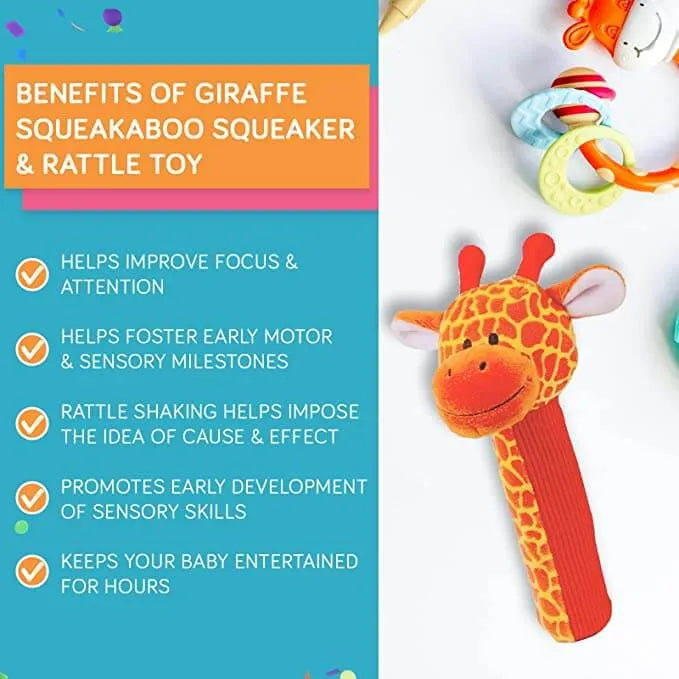 shop fiesta crafts at the toy room - giraffe squeakaboo - giraffe soft toy for children