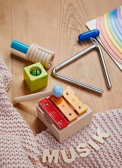 Components of musical toy from Haba Musical Blocks