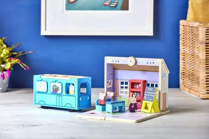 Imaginative play with Peppa's Play School House  - Wooden Toys - shop wooden toys at the toy room