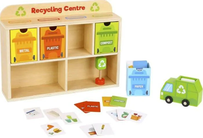 Wooden Toys - recycling centre pretend playset - Tooky Toys