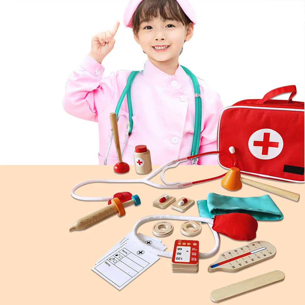 shop wooden toys - wooden medical set - tooky toys