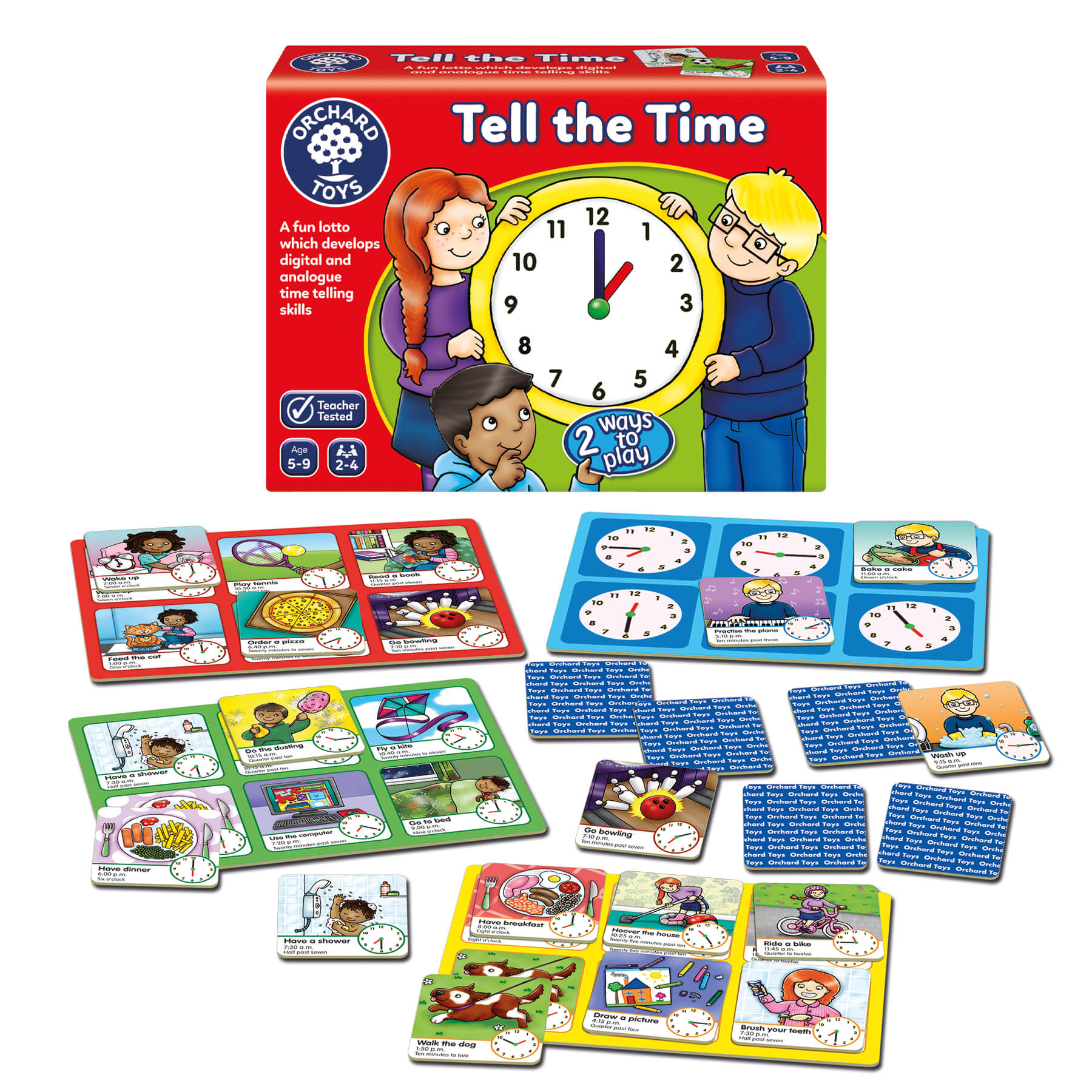 contents of tell the time - Orchard toys - number toys