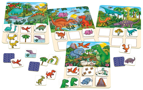 contents from dinosaur lotto - dinosaur board game from orchard toys