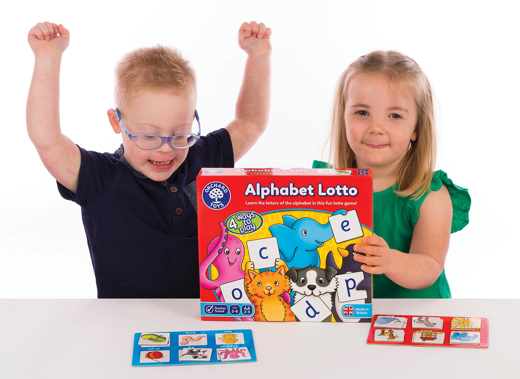 Children playing with alphabet lotto