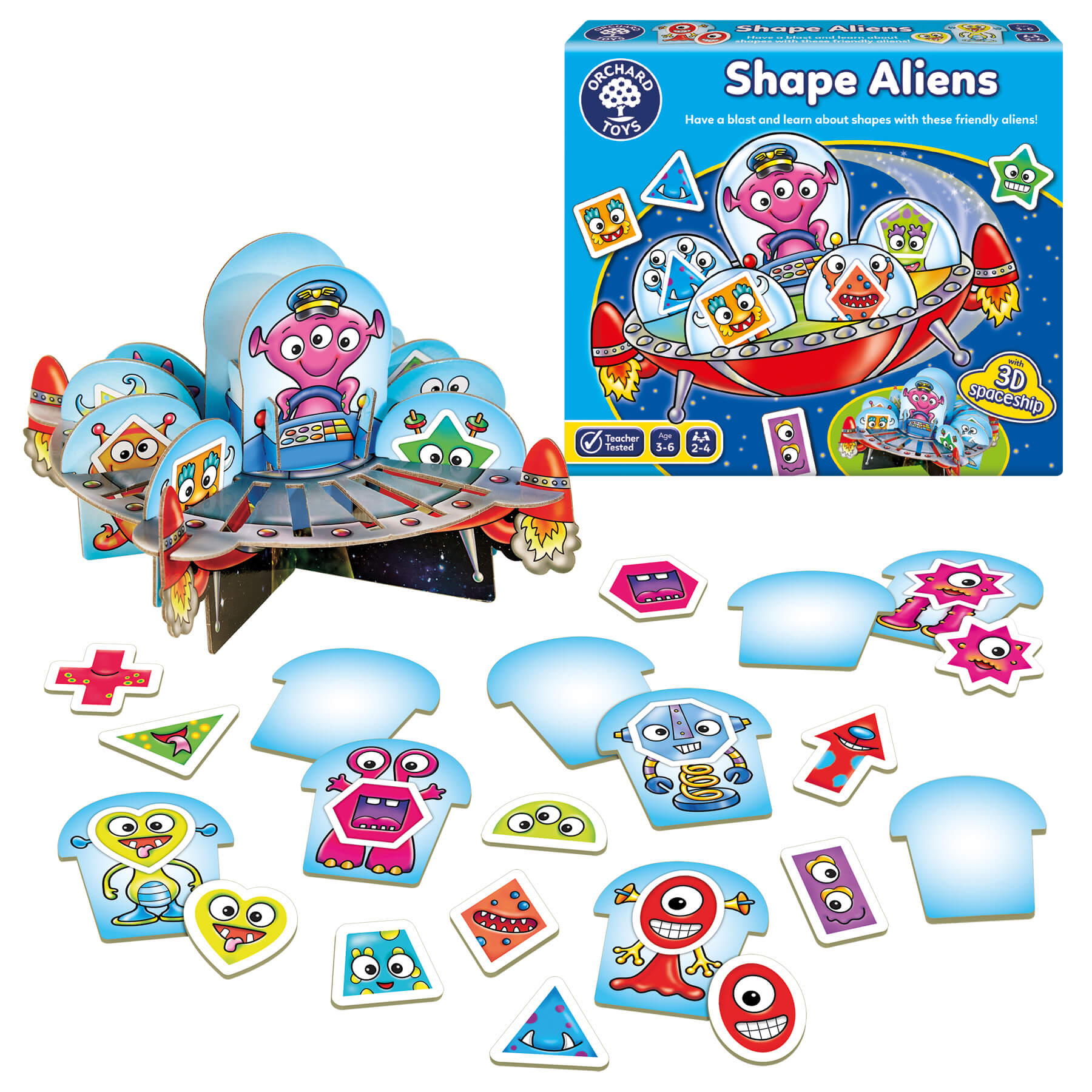 Contents of Shape Aliens game along with product