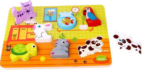 wooden puzzle - chunky pets puzzle - Tooky Toys