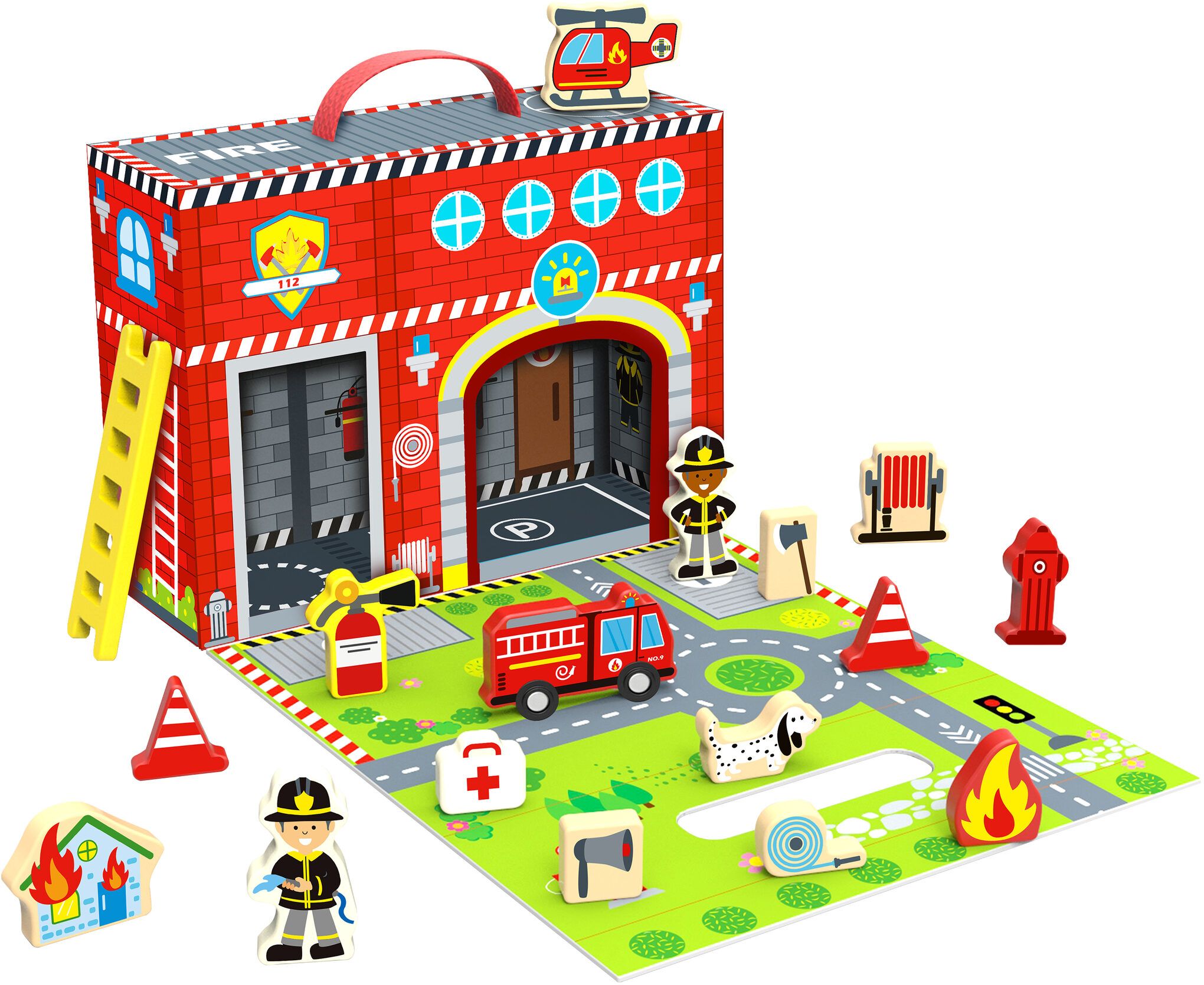 shop wooden toys at the toy room - Tooky Toys - hape fire station