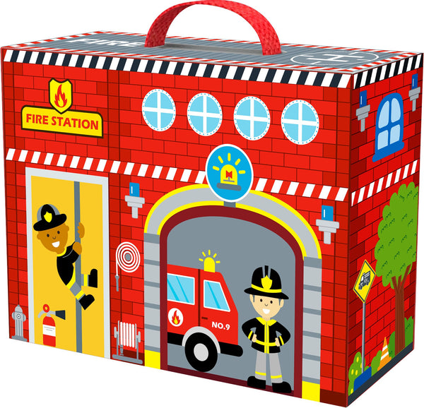 wooden toys from tooky toys - hape fire station - wooden fire station