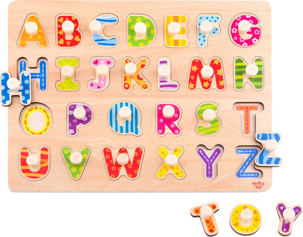 wooden alphabet puzzle - educational puzzles - shop tooky toys at The Toy Room