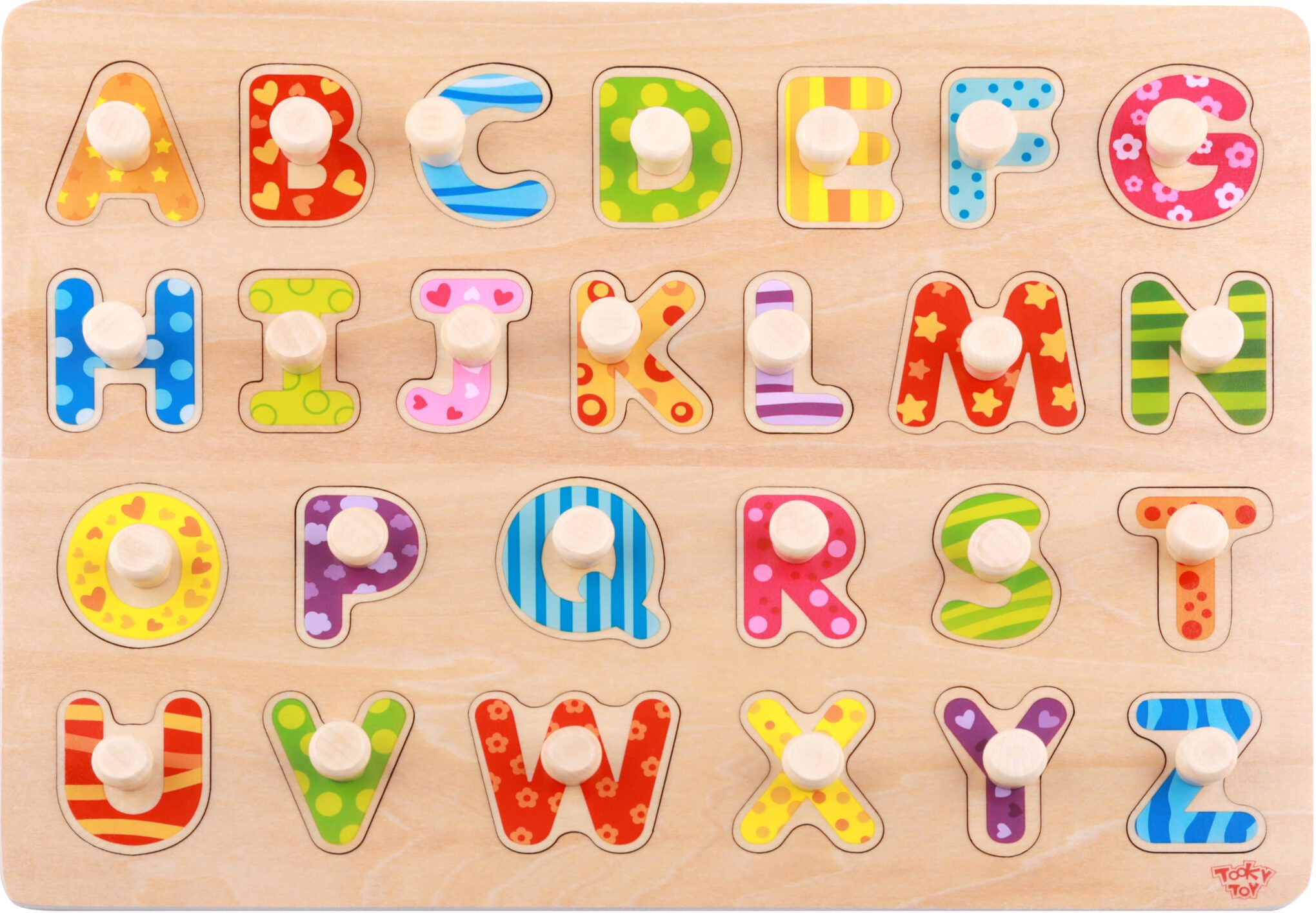 wooden alphabet puzzle from tooky toys - wooden puzzles for children - literacy toys for toddlers