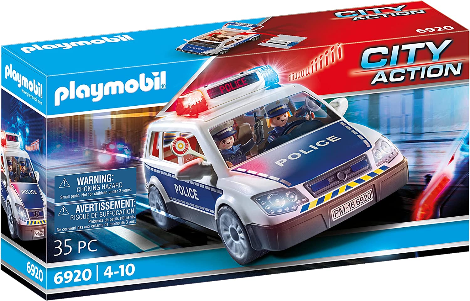police car - playmobil city action - sounds and lights toys