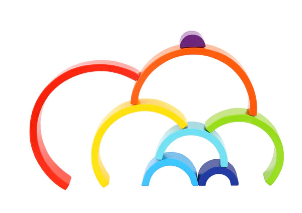 wooden toys - wooden stacker toys - wooden rainbow stacker