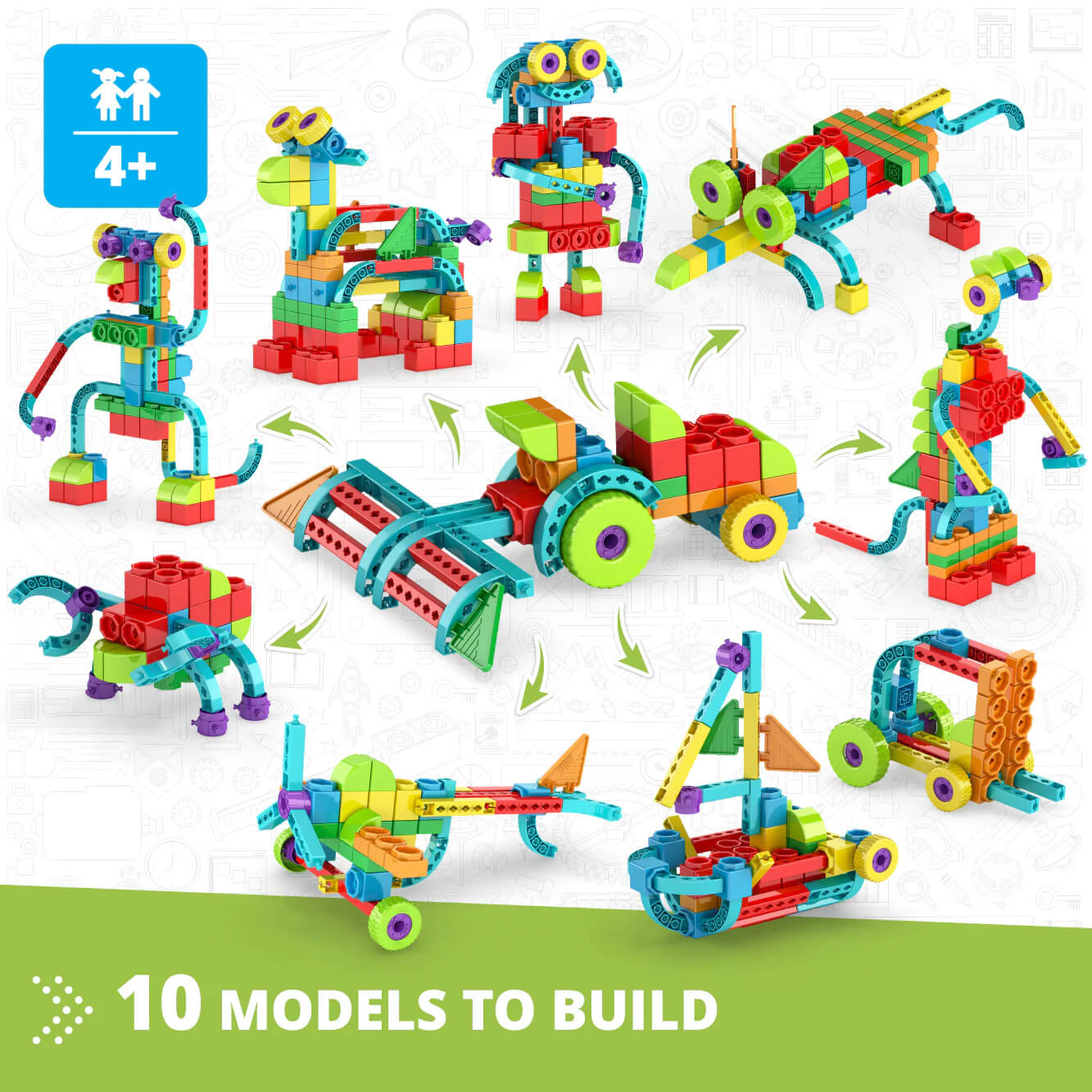 Engino - DIY Stem Construction set to improve problem solving skills - Qboidz Farm Tractor